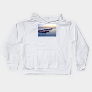 boats in the harbor Kids Hoodie